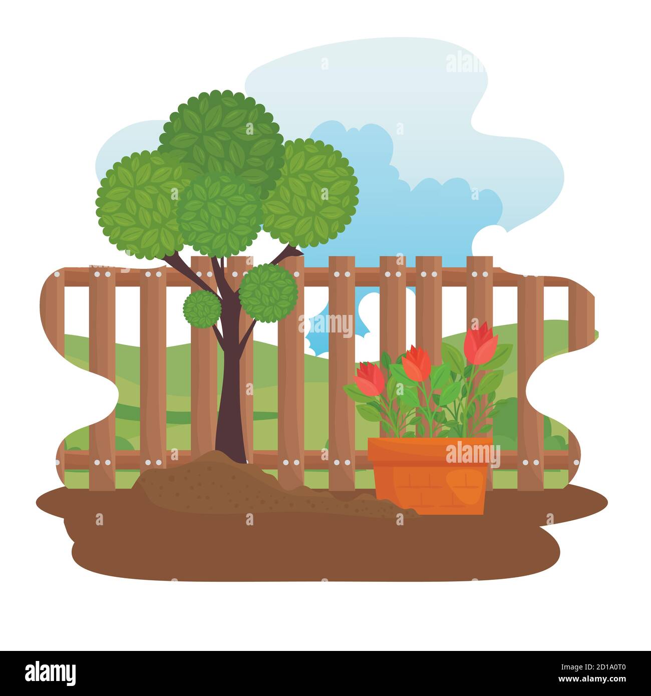Gardening plant and flowers in pot vector design Stock Vector Image ...