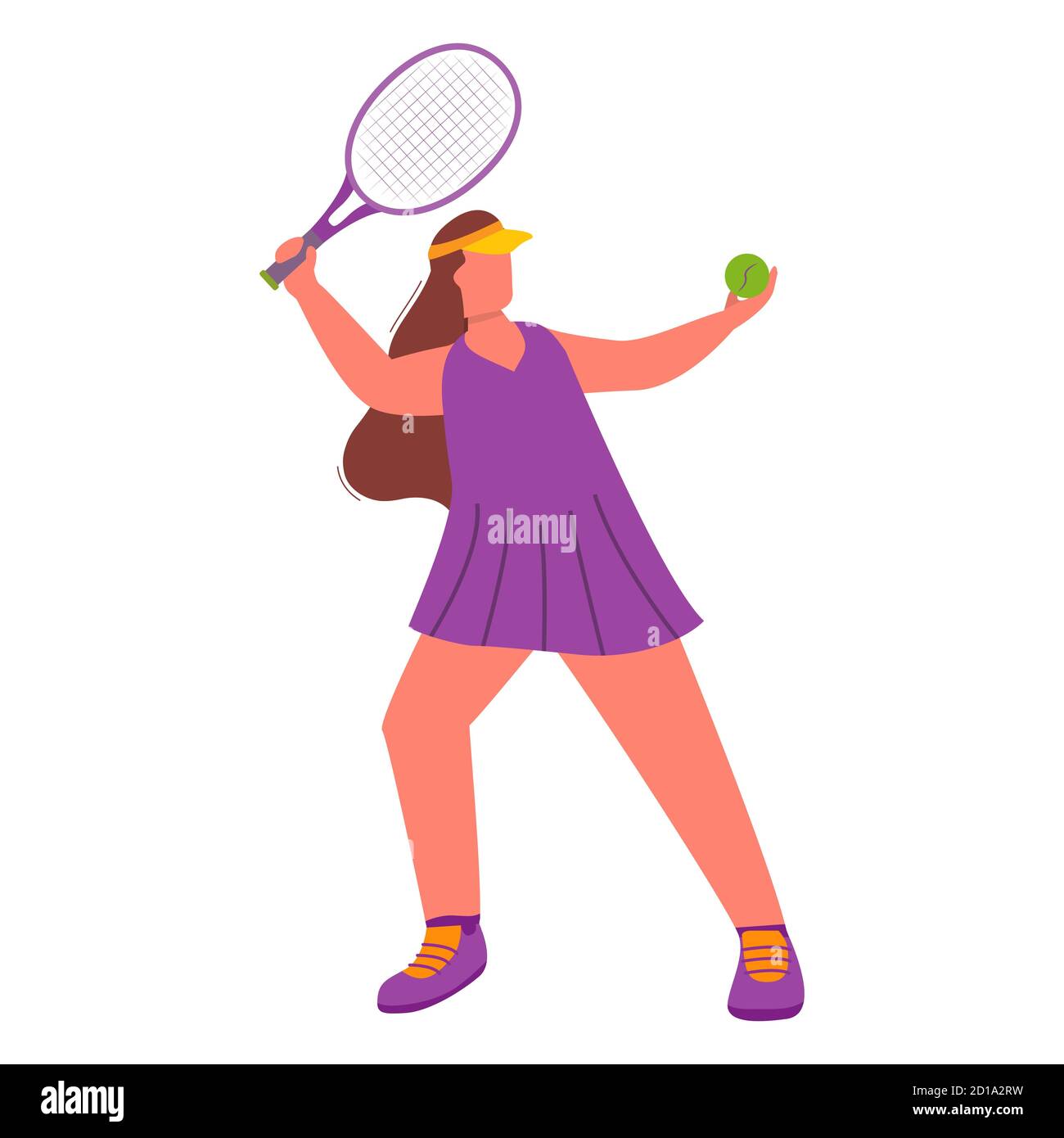 Woman tennis player with a racket.Sport game girl artoon character. Stock Vector