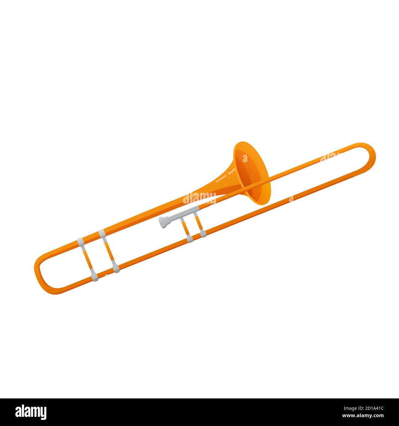 Musical instrument trombone. Vector flat illustration. Isolated on a