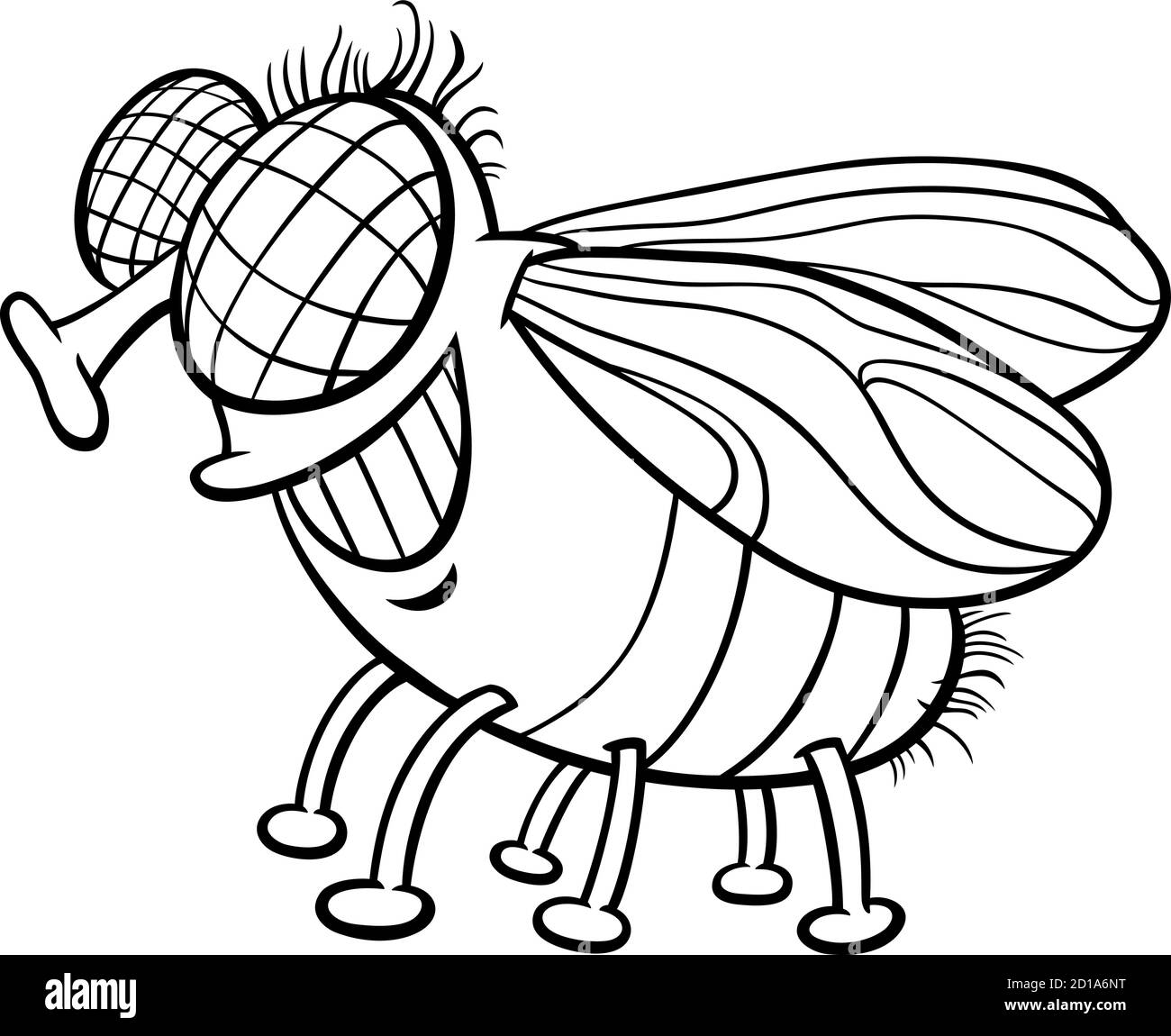 Black and White Cartoon Illustration of Funny Fly Insect Animal Character  Coloring Book Page Stock Vector Image & Art - Alamy