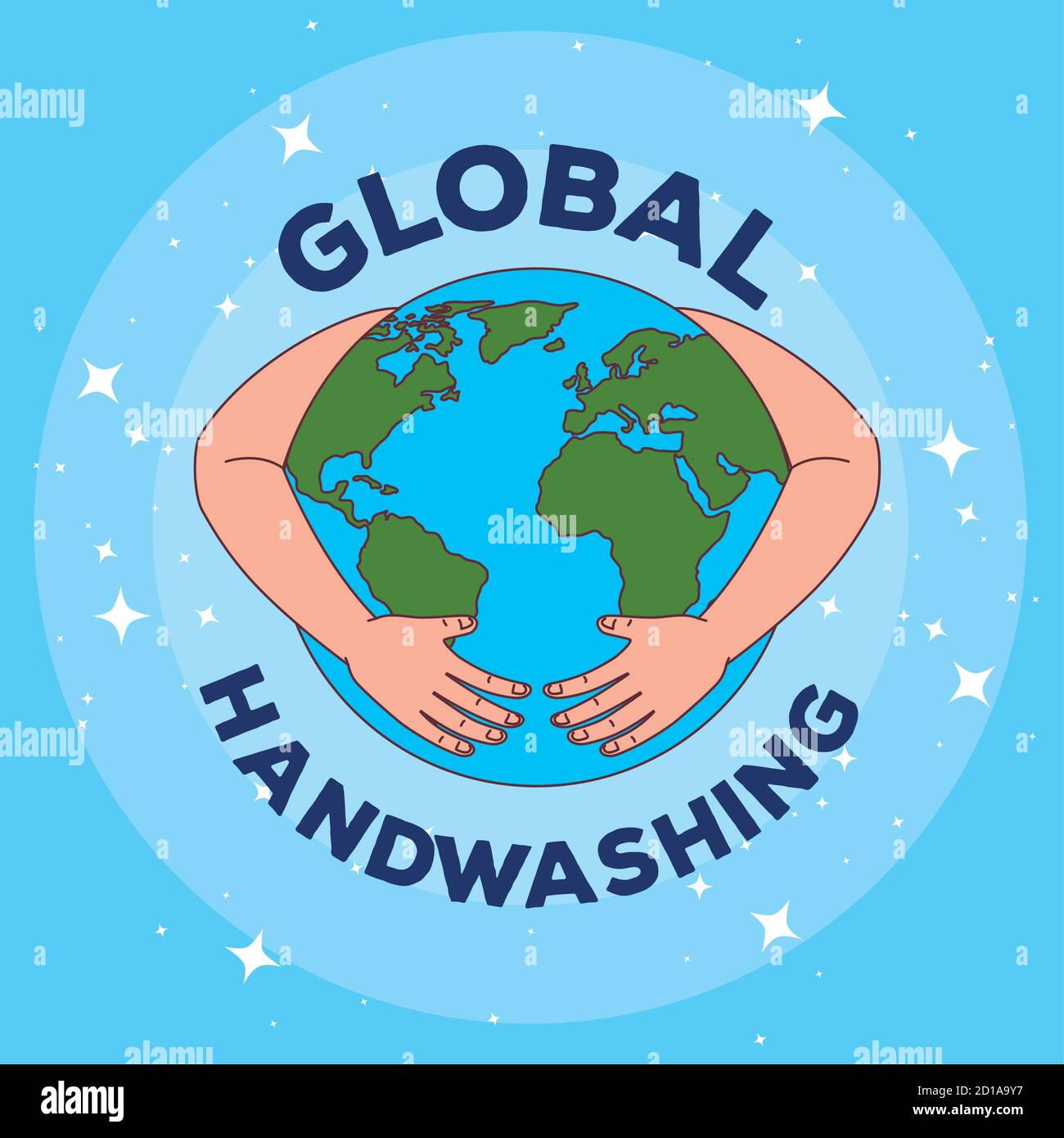 Global handswashing day and hands with world vector design Stock Vector ...