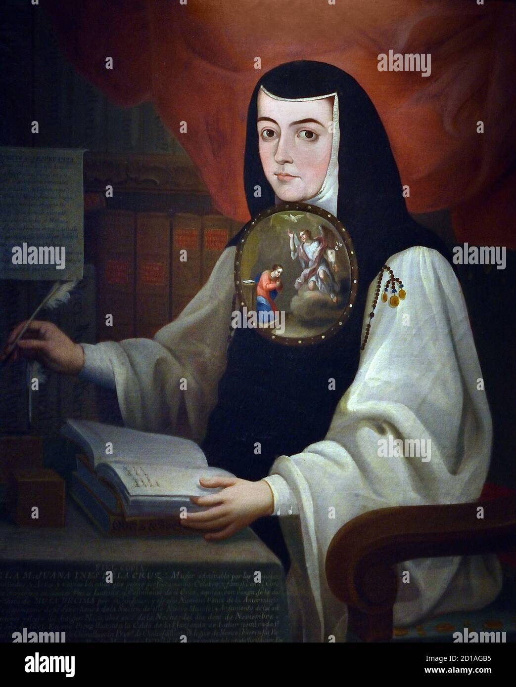Portrait of Sor Juana Inés de la Cruz (1648-1695) Miguel Cabrera  (1695–1768) Mexico, Mexican. Stock Photo