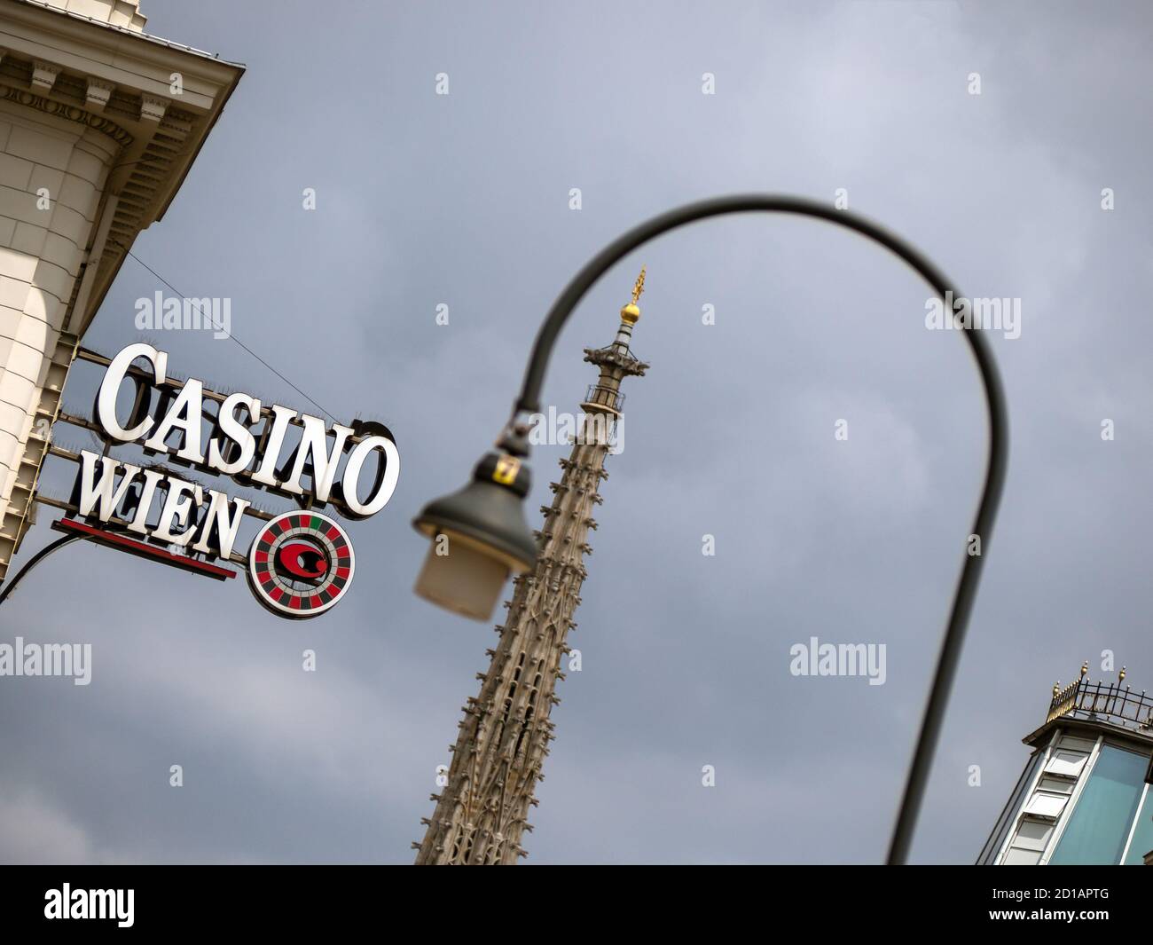 VIENNA, AUSTRIA - JULY 14, 2019:  Sign for Casino Wein Stock Photo