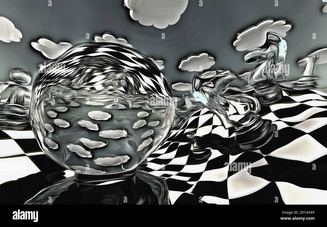 Abstract illustration of chess figures at play Stock Photo