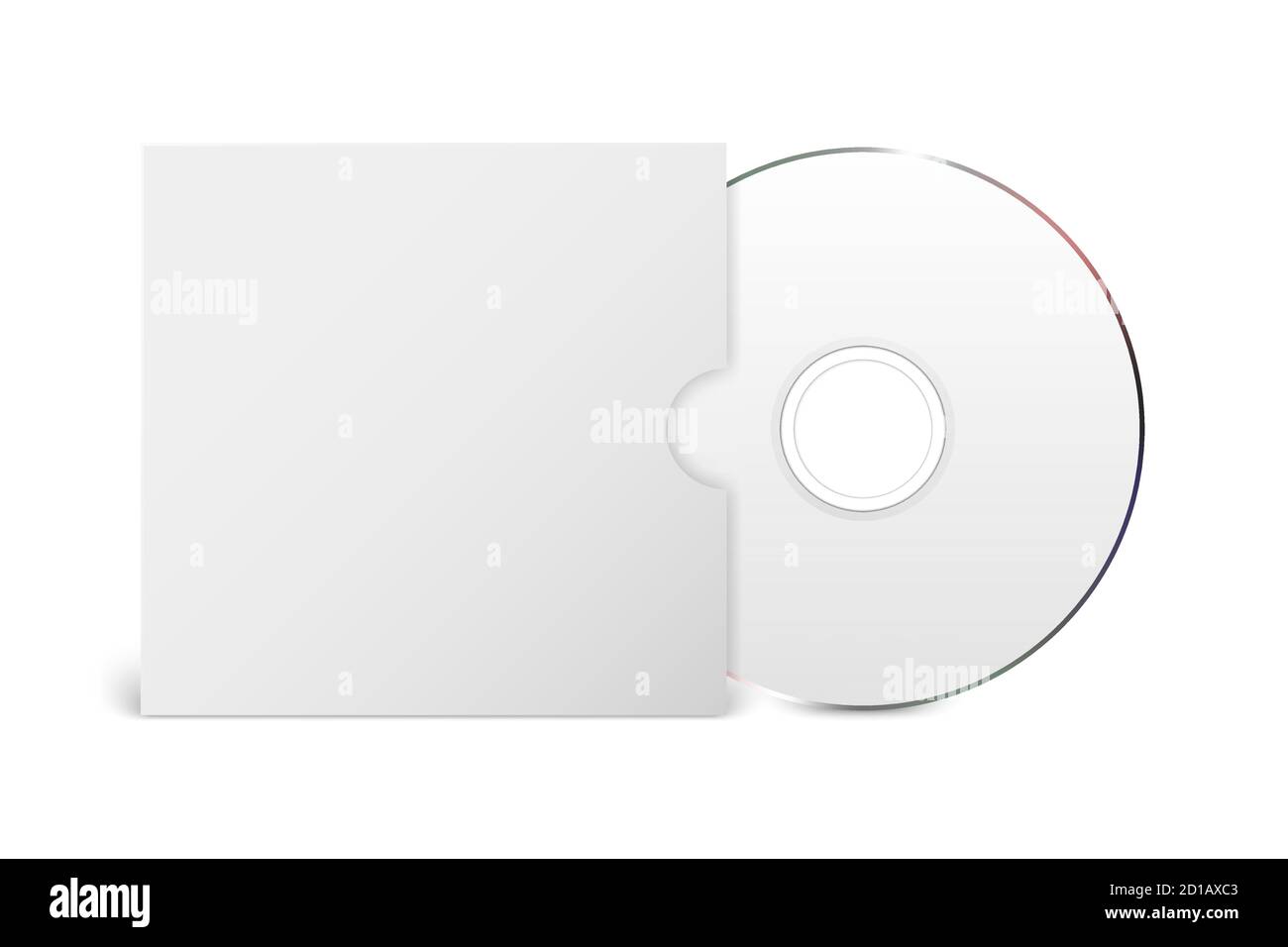 Vector 3d Realistic CD, DVD with Paper Cover Box Closeup Isolated on White Background. Design Template for Mockup. CD Packaging Copy Space. Front View Stock Vector