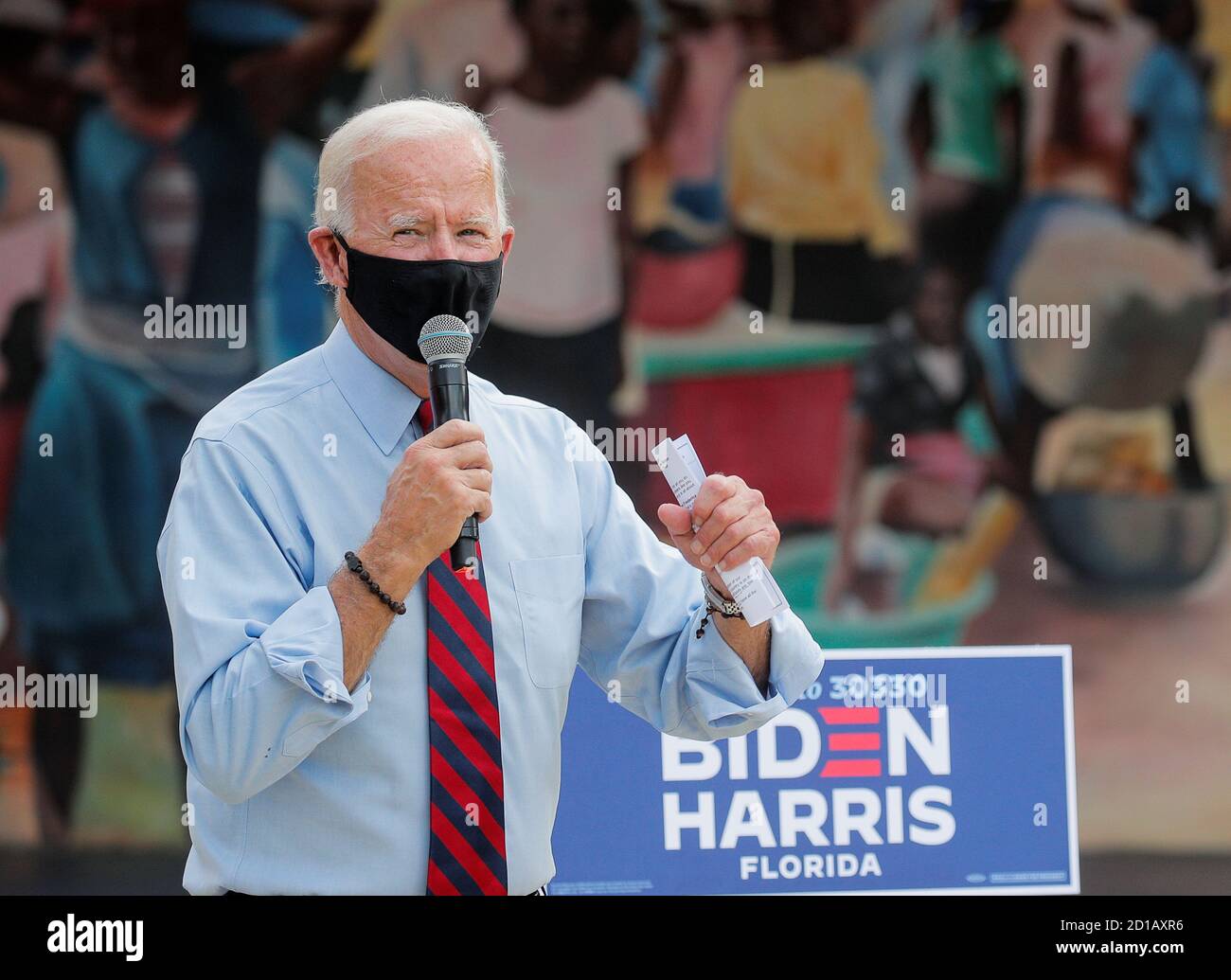 Democratic U.S. presidential nominee Joe Biden speaks during a campaign stop at Little Haiti Cultural Complex in Miami, Florida, U.S., October 5, 2020. REUTERS/Brendan McDermid Stock Photo