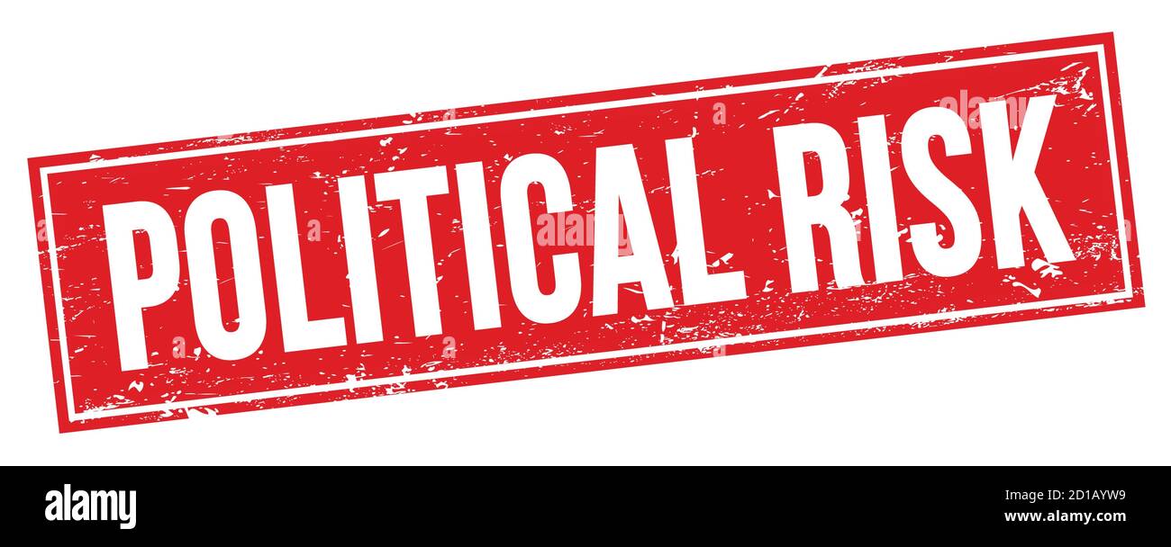 POLITICAL RISK text on red grungy rectangle stamp sign Stock Photo - Alamy