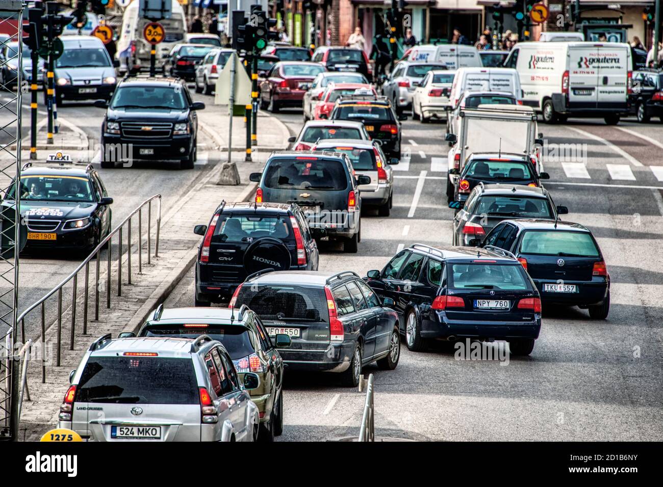 Traffic jam in Stockholm Stock Photo
