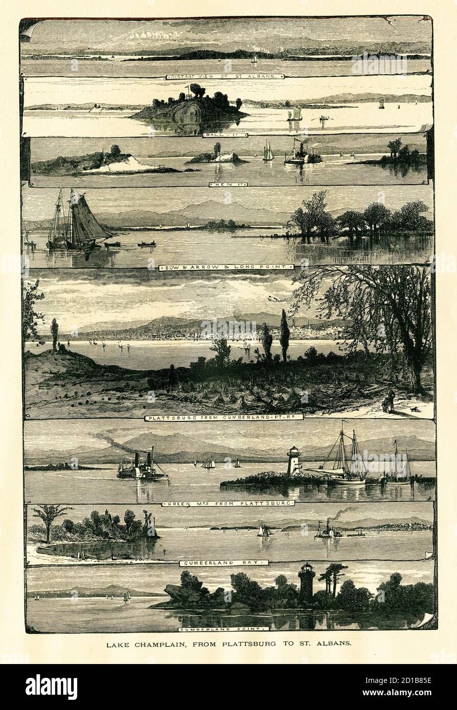 19thcentury scenes on Lake Champlain, from Plattsburgh to St. Albans in the U.S. states of New