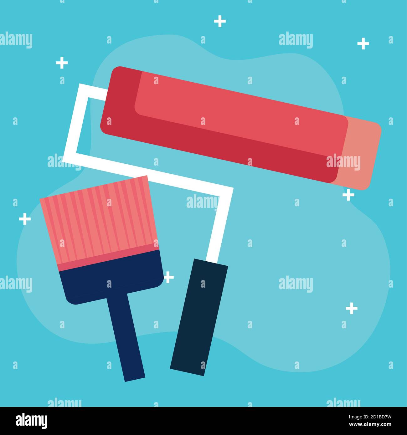 construction paint roll and brush vector design Stock Vector Image