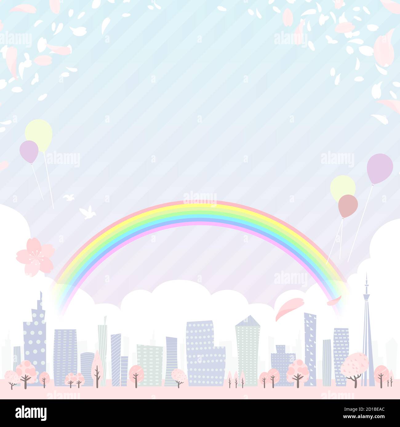 Cityscape of the city in Spring. Vector art that is easy to edit Stock ...