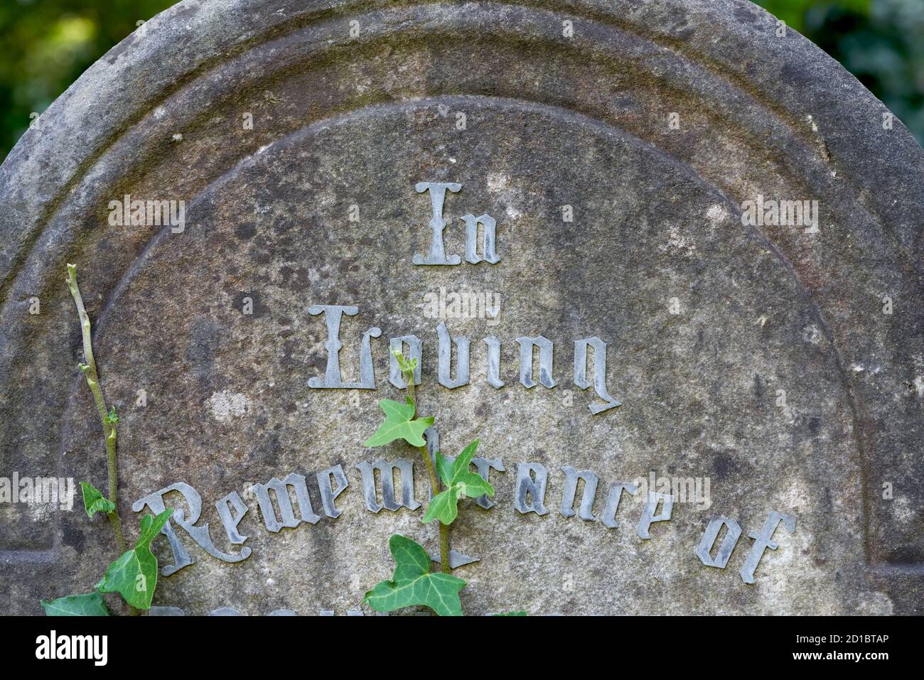 in loving memory grave inscription Stock Photo - Alamy