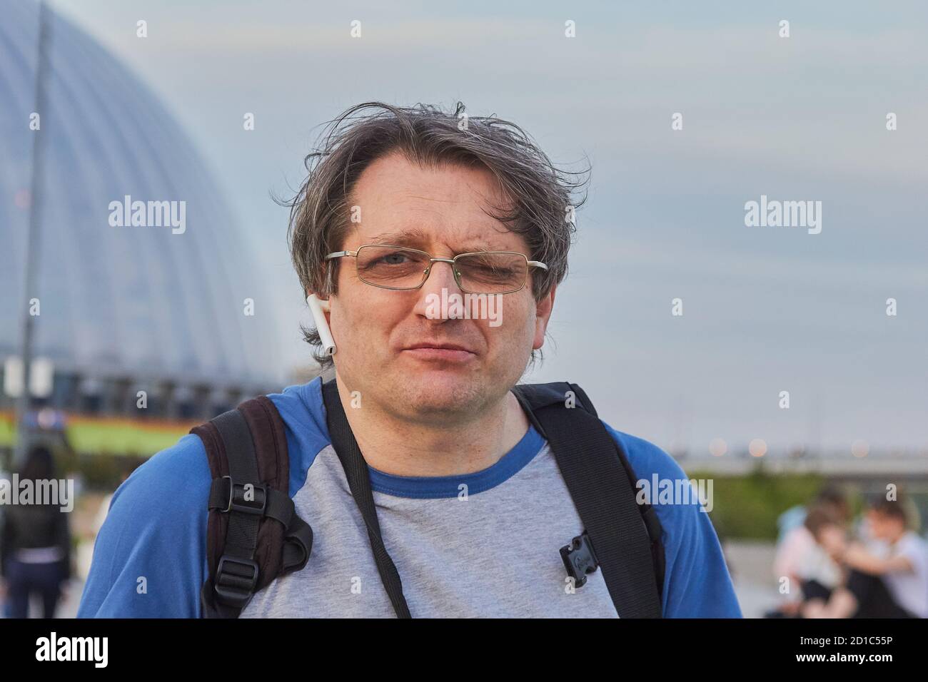 portrait of an adult male face, strabismus or exotropia Stock Photo - Alamy