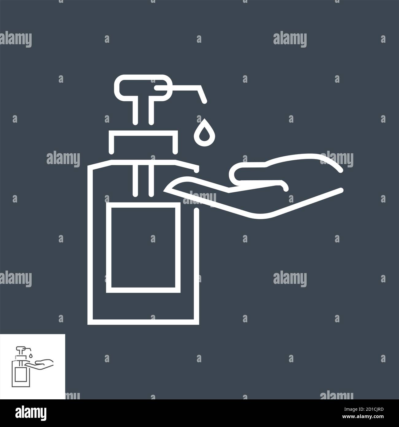 Hand sanitizer related vector thin line icon Stock Vector