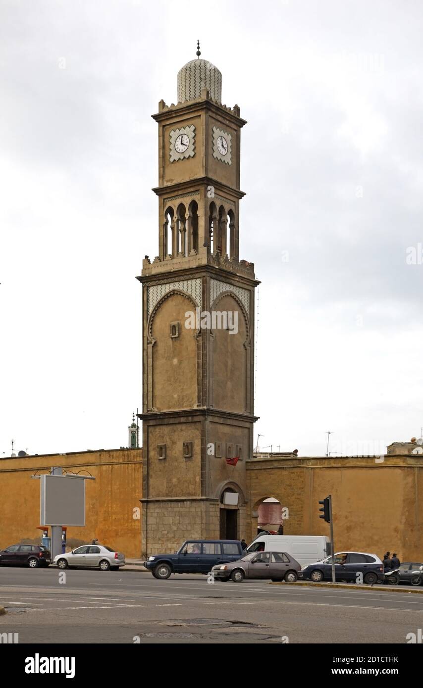 Clock tower in old Medina. Casablanca. Morocco Stock Photo