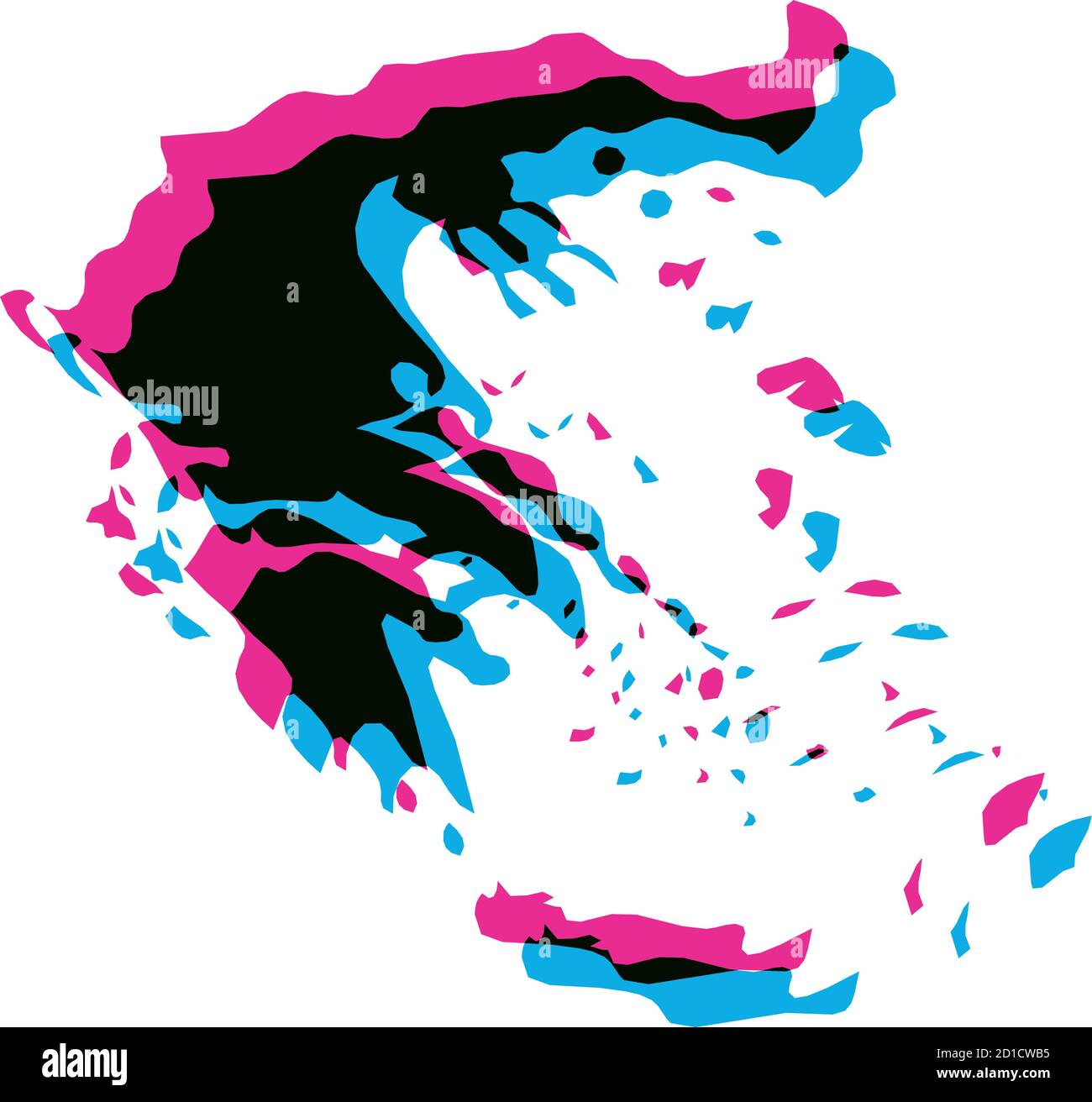 Greece country silhouette with chromatic aberration effect Stock Vector