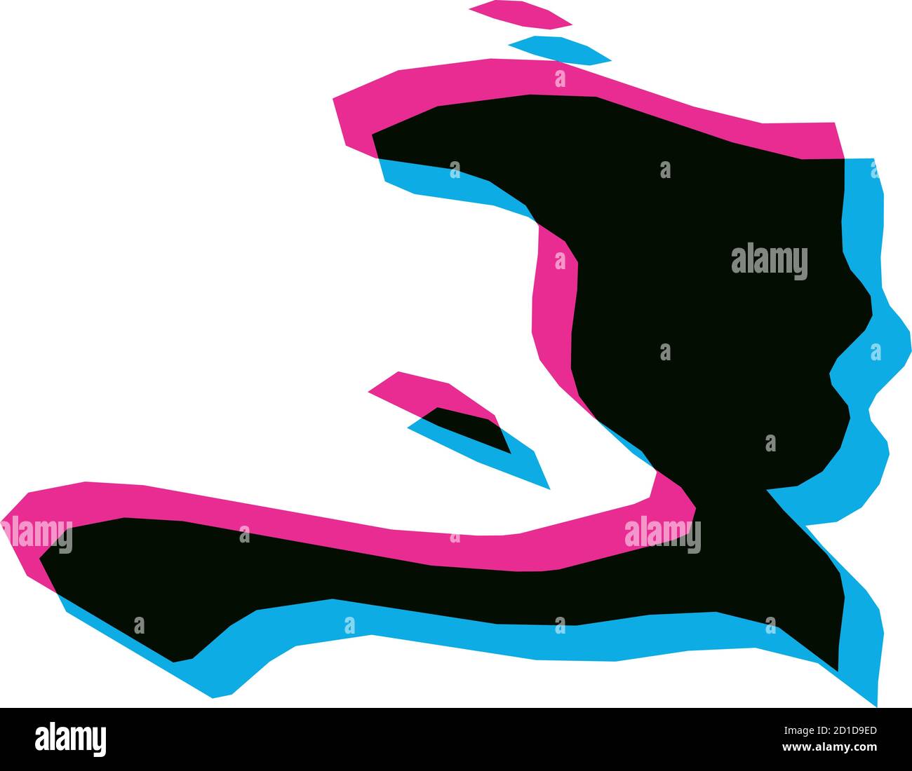 Haiti country silhouette with chromatic aberration effect. Stock Vector