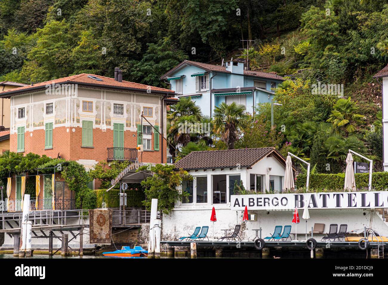 The town of Morcote on Lake Lugano in Ticino, Circolo di Carona, Switzerland Stock Photo