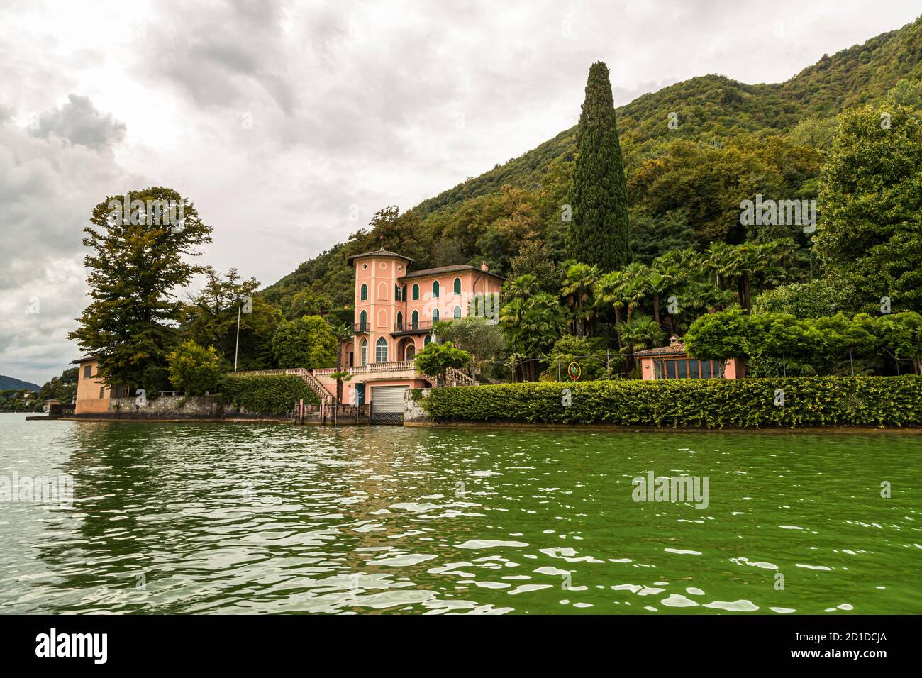 The town of Morcote on Lake Lugano in Ticino, Circolo di Carona, Switzerland Stock Photo