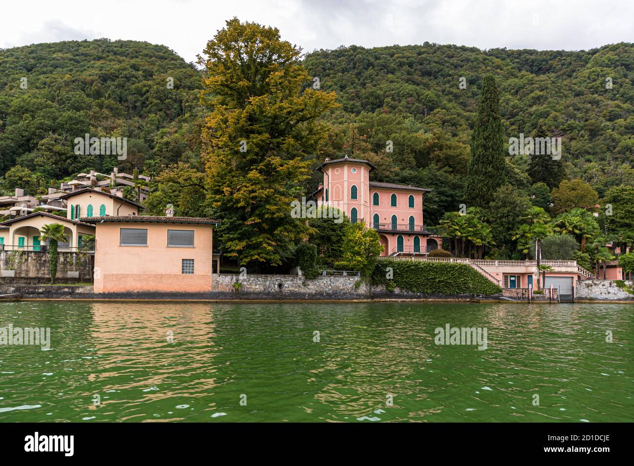The town of Morcote on Lake Lugano in Ticino, Circolo di Carona, Switzerland Stock Photo
