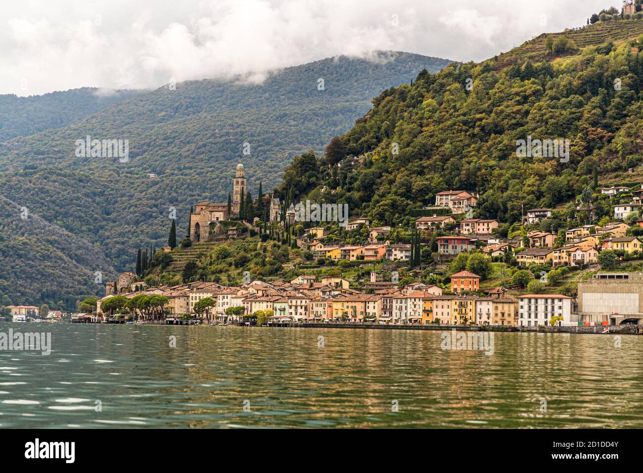 The town of Morcote on Lake Lugano in Ticino, Circolo di Carona, Switzerland Stock Photo