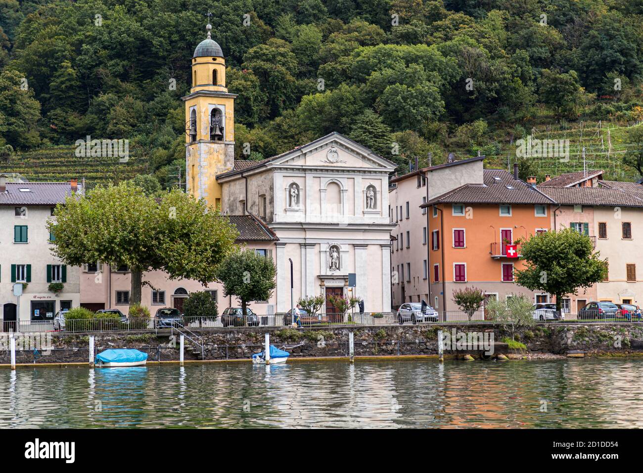 The town of Morcote on Lake Lugano in Ticino, Circolo di Carona, Switzerland Stock Photo