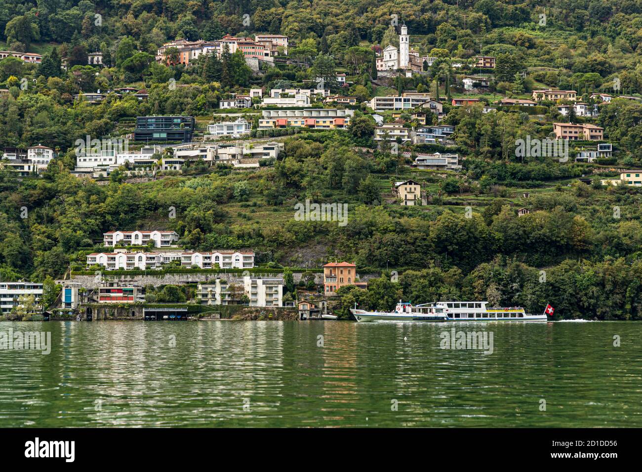 The town of Morcote on Lake Lugano in Ticino, Circolo di Carona, Switzerland Stock Photo