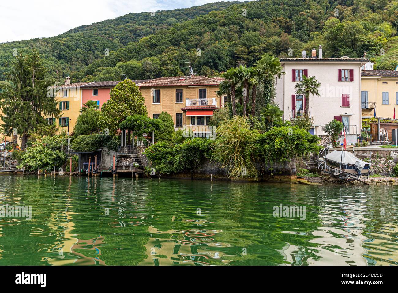 The town of Morcote on Lake Lugano in Ticino, Circolo di Carona, Switzerland Stock Photo