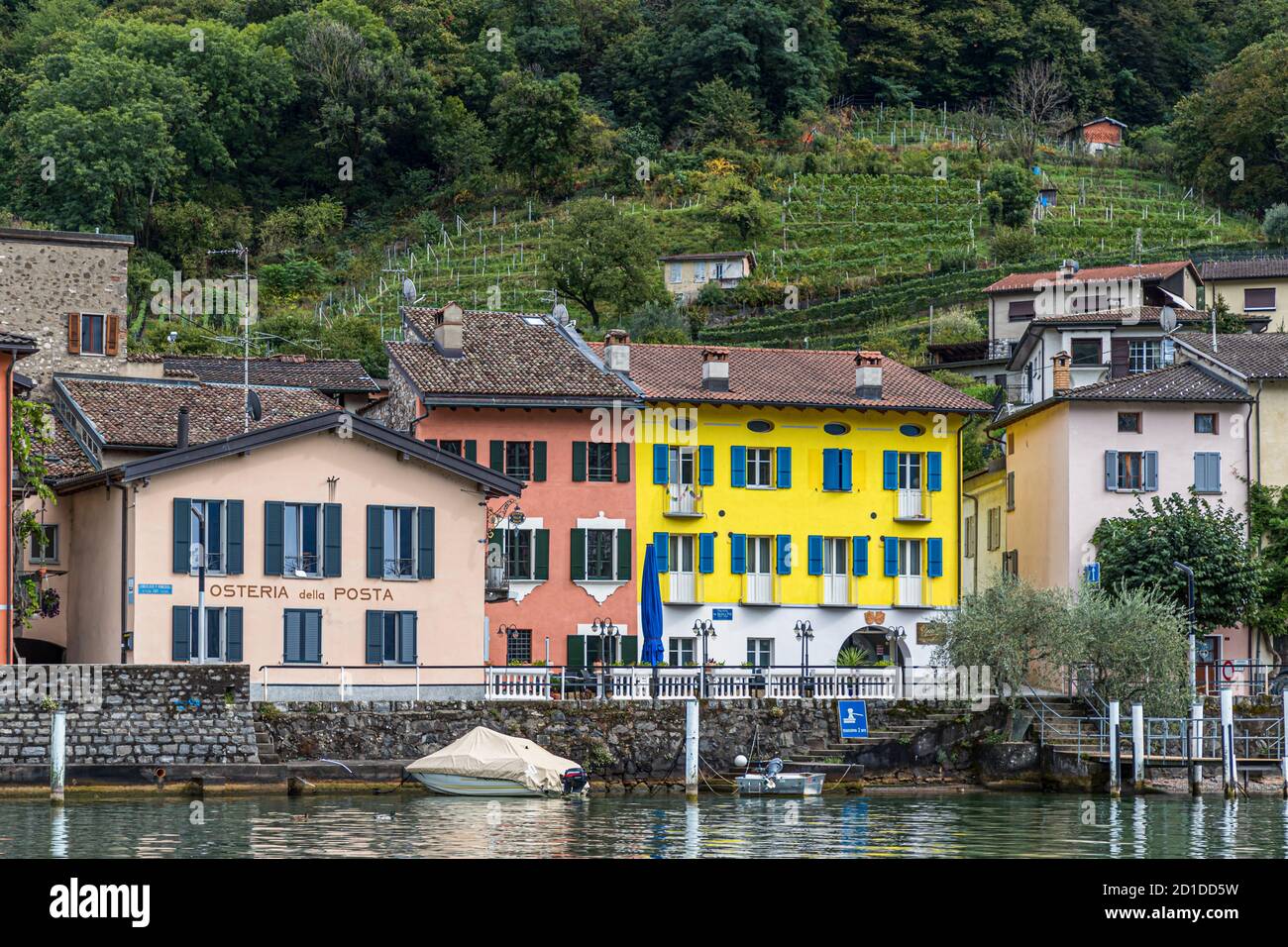 The town of Morcote on Lake Lugano in Ticino, Circolo di Carona, Switzerland Stock Photo