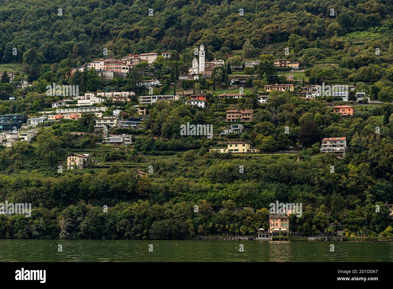 The town of Morcote on Lake Lugano in Ticino, Circolo di Carona, Switzerland Stock Photo