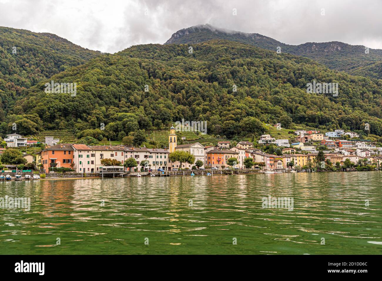 The town of Morcote on Lake Lugano in Ticino, Circolo di Carona, Switzerland Stock Photo