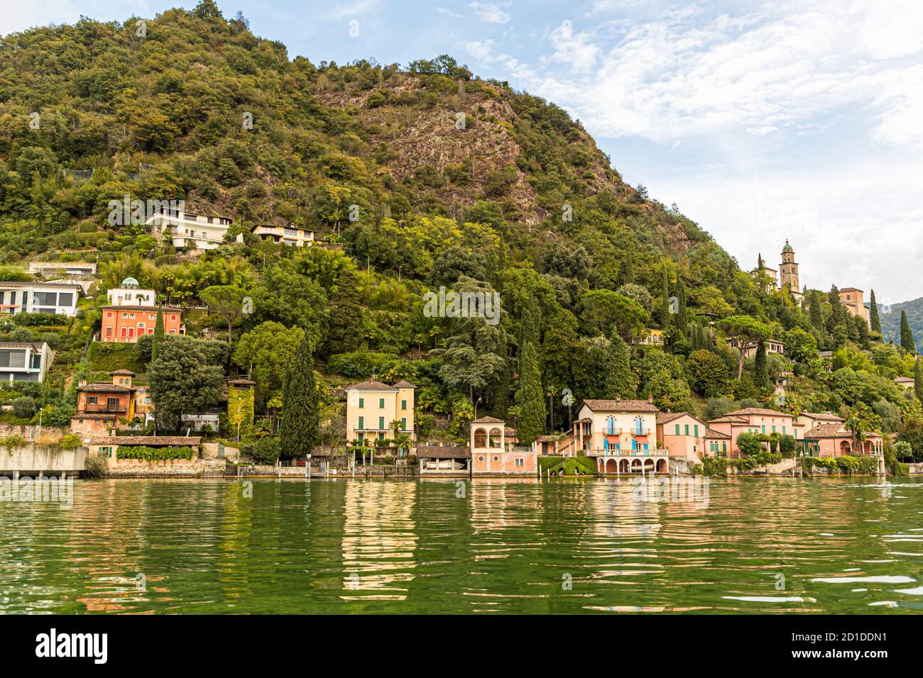 The town of Morcote on Lake Lugano in Ticino, Circolo di Carona, Switzerland Stock Photo