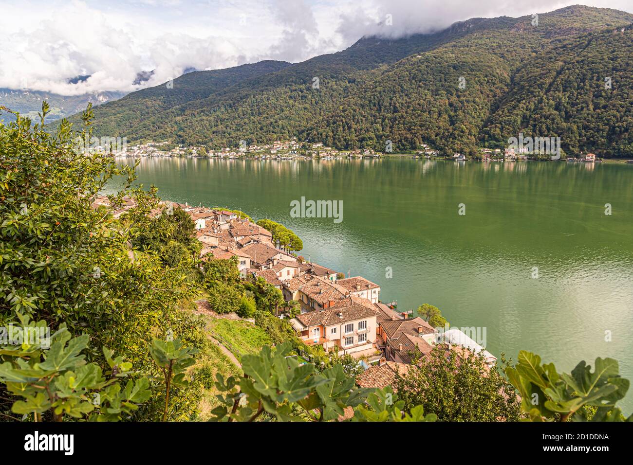 The town of Morcote on Lake Lugano in Ticino, Circolo di Carona, Switzerland Stock Photo