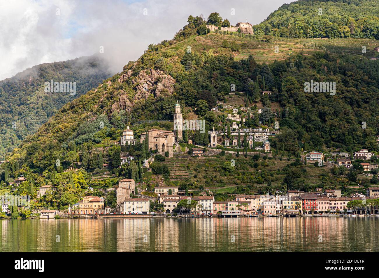 The town of Morcote on Lake Lugano in Ticino, Circolo di Carona, Switzerland Stock Photo