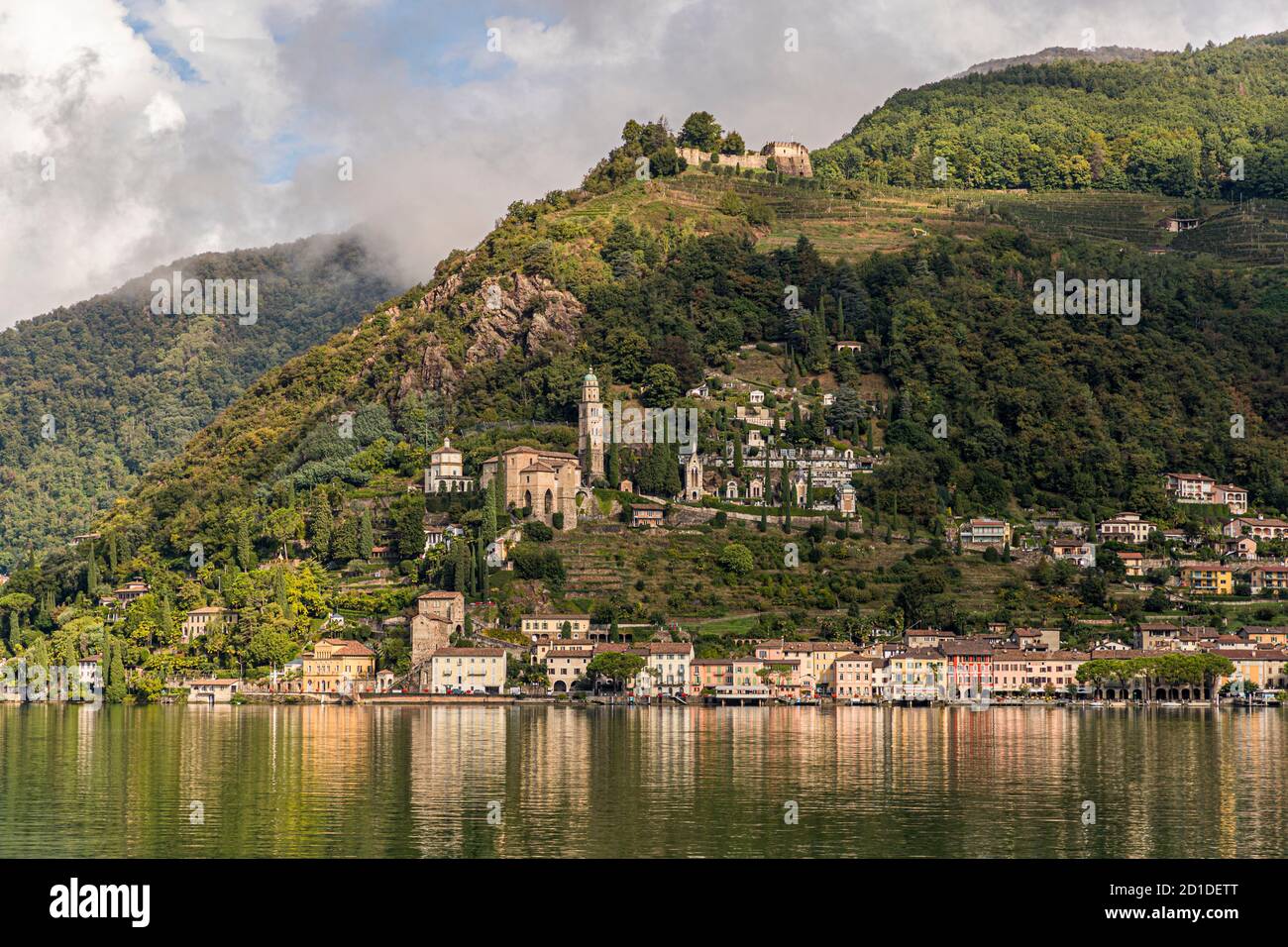 The town of Morcote on Lake Lugano in Ticino, Circolo di Carona, Switzerland Stock Photo