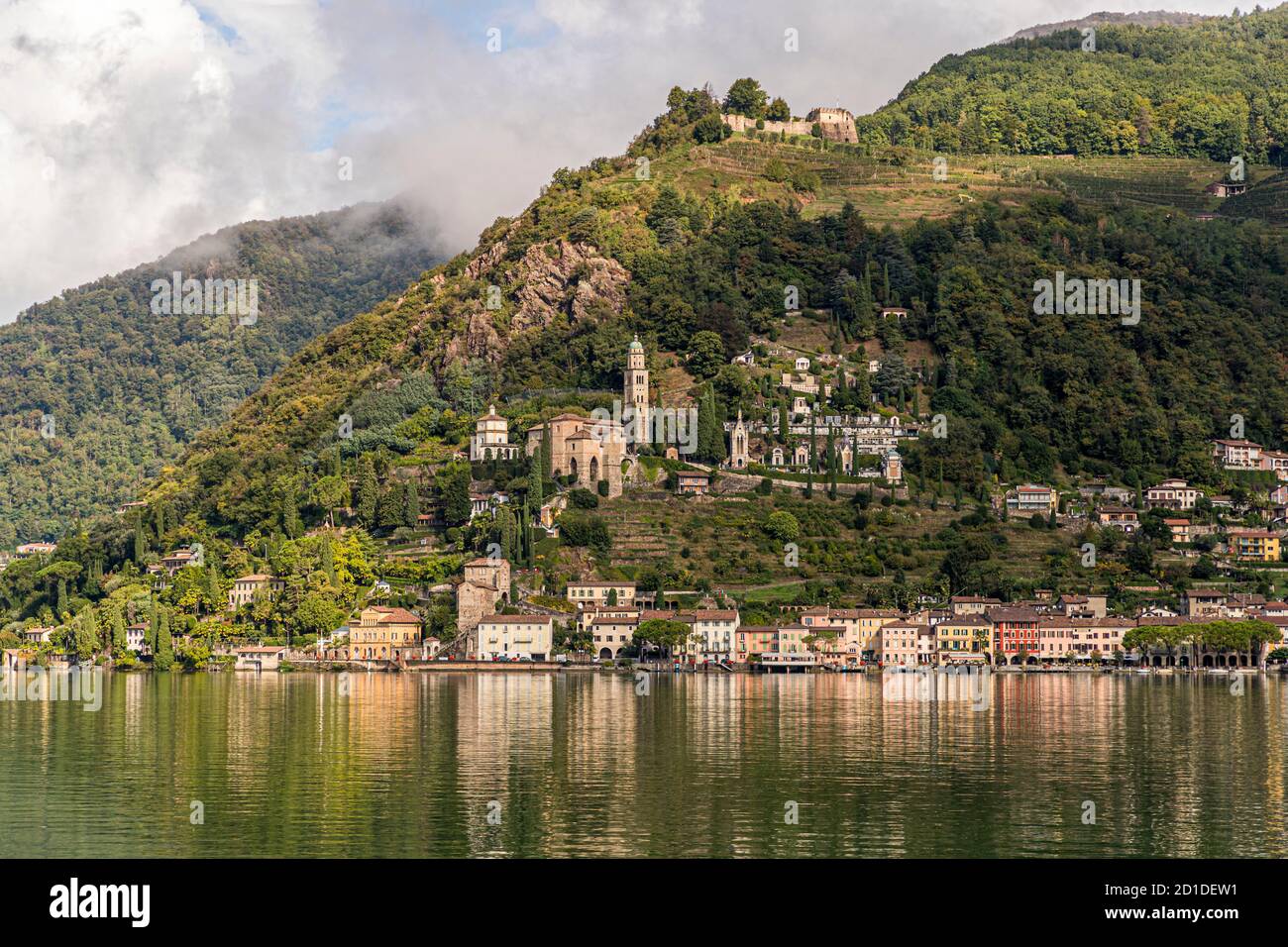 The town of Morcote on Lake Lugano in Ticino, Circolo di Carona, Switzerland Stock Photo