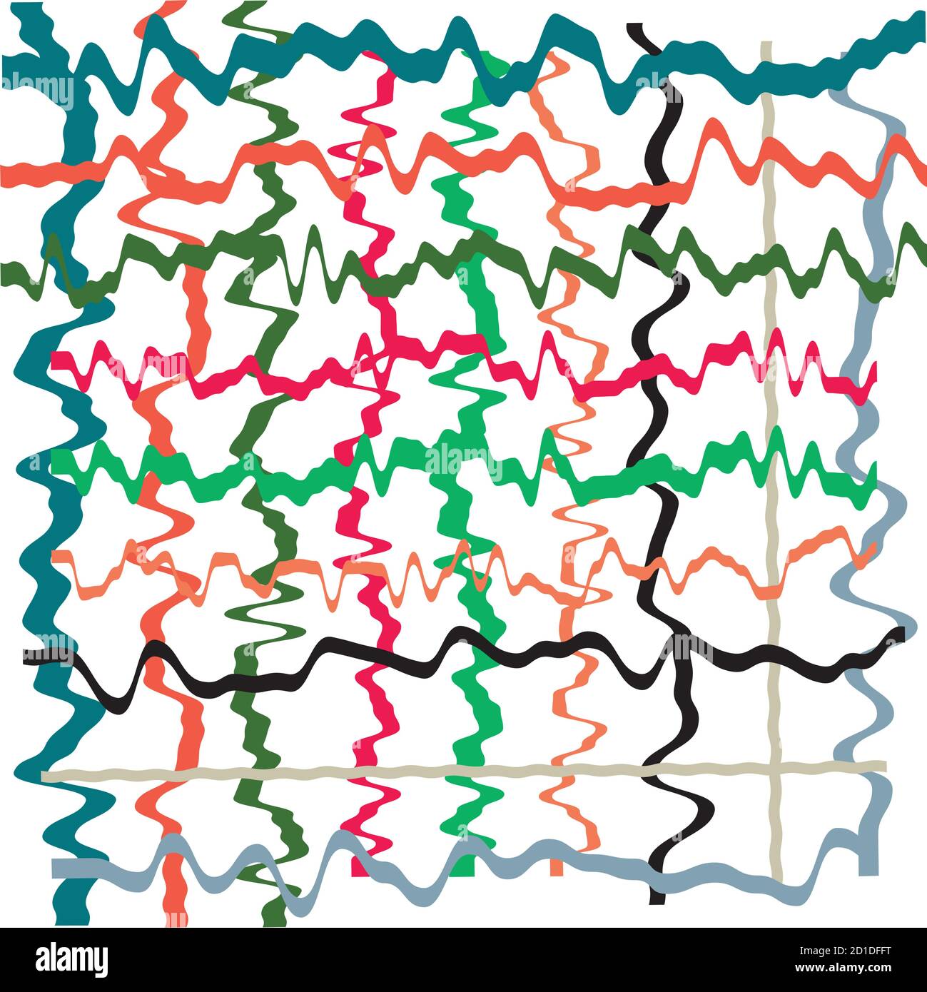 Distorted Cross Element Vector Grid and Mesh with abstract distorted, squiggle, criss-cross waving ...