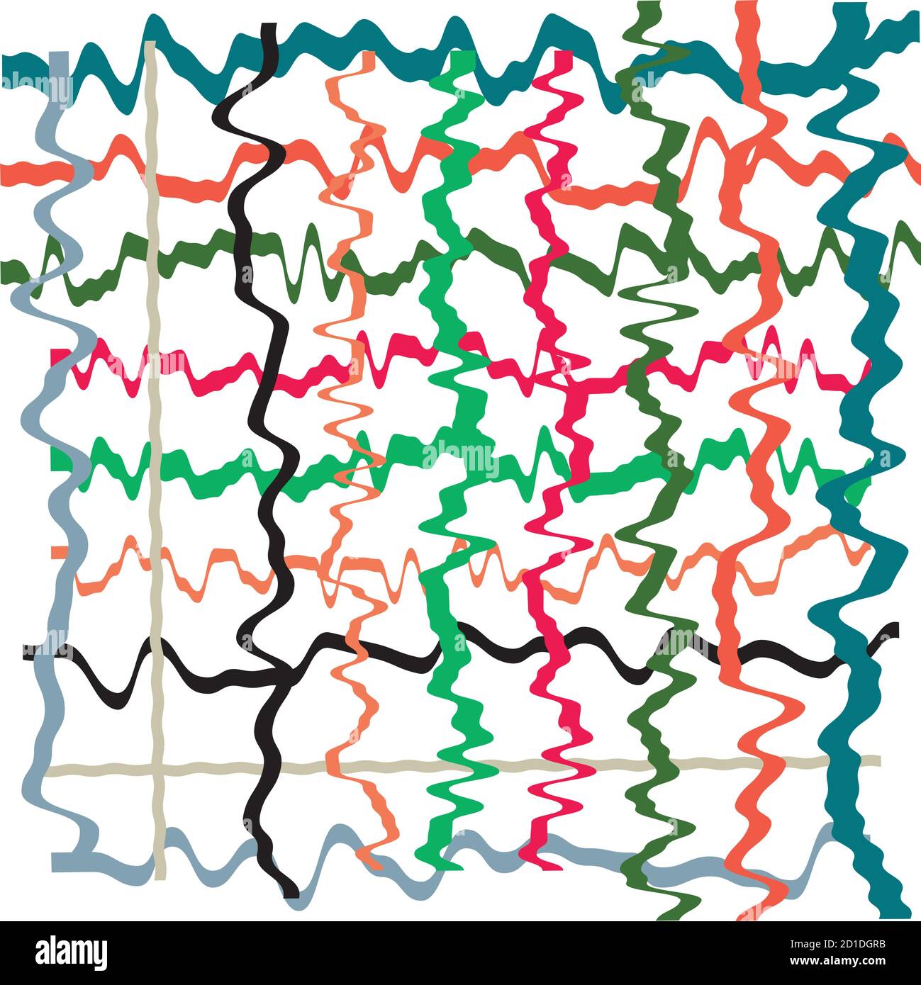 Distorted Cross Element Vector Grid and Mesh with abstract distorted, squiggle, criss-cross waving ...