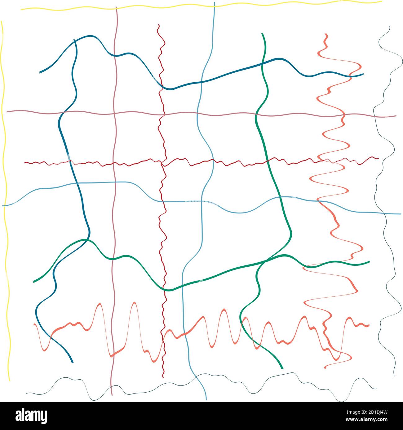 Distorted Cross Element Vector Grid and Mesh with abstract distorted, squiggle, criss-cross waving ...