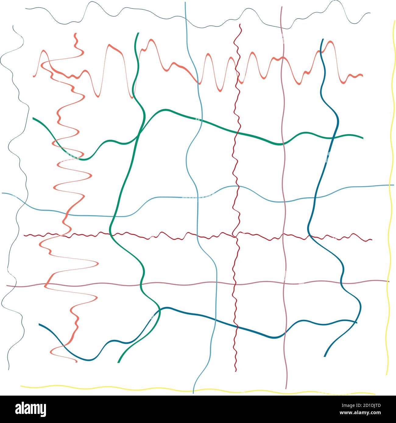 Distorted Cross Element Vector Grid and Mesh with abstract distorted, squiggle, criss-cross waving ...