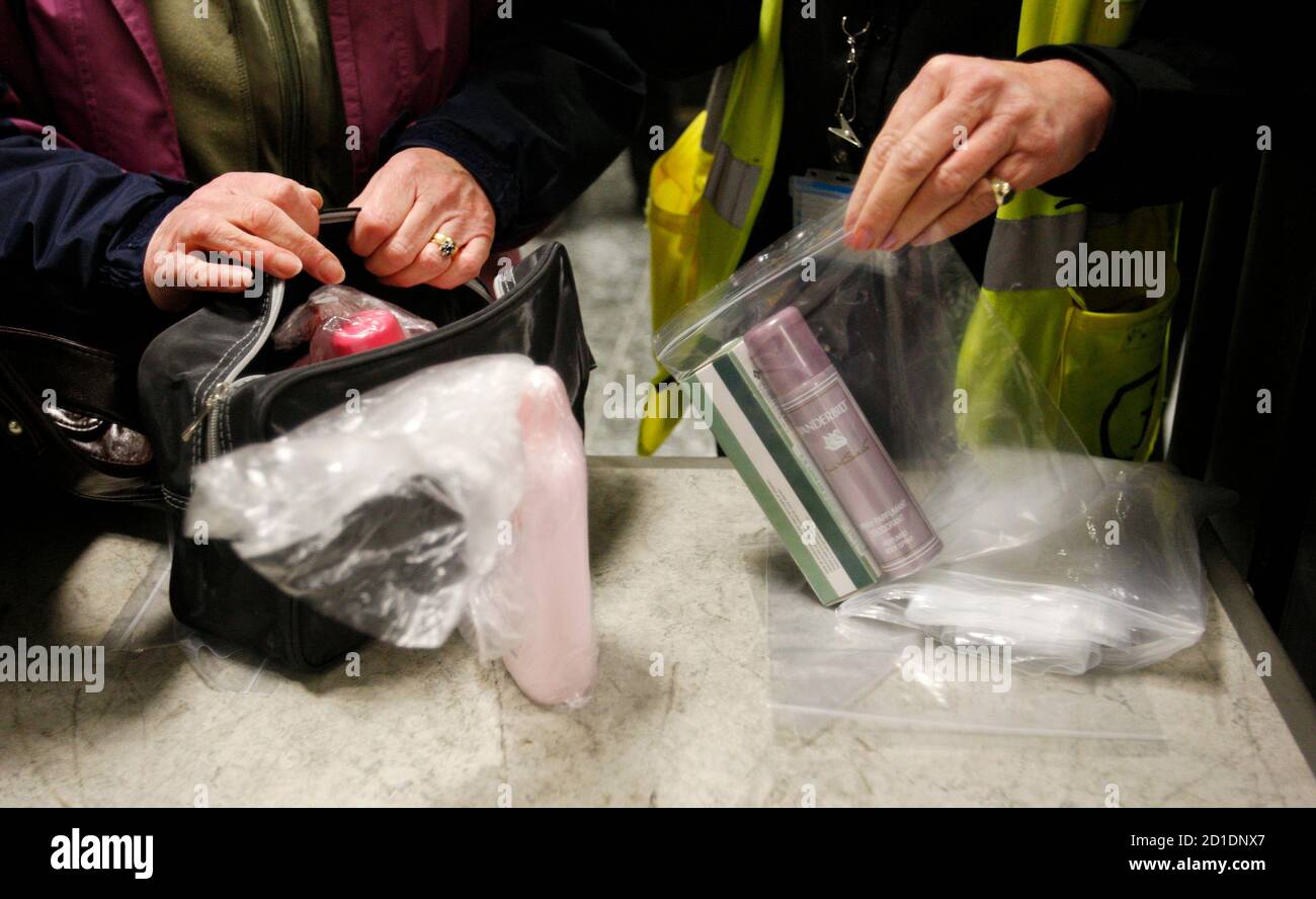 Clear plastic bags airport hi-res stock 