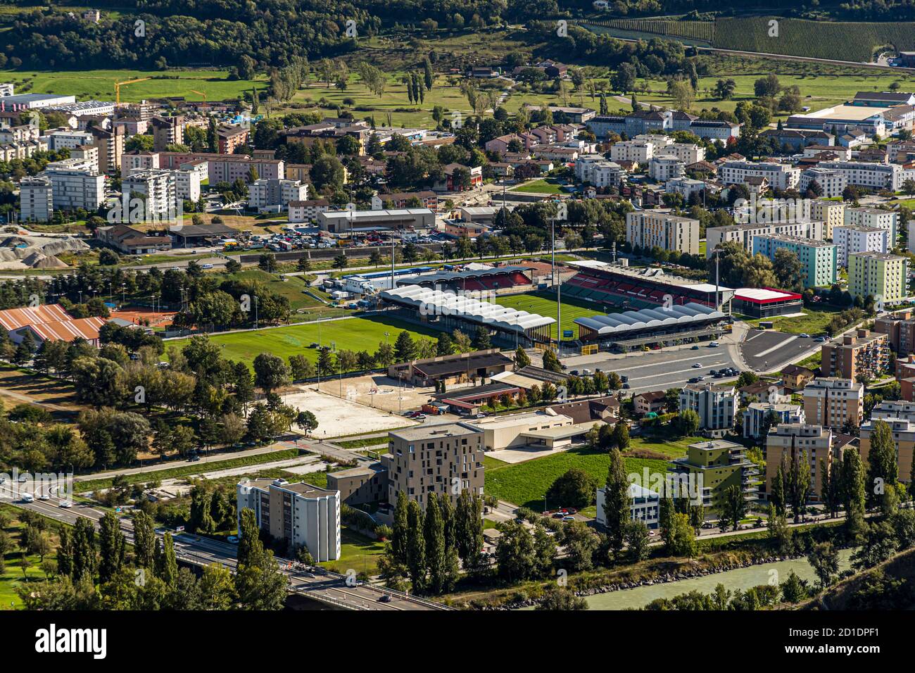 Football Stadium in Sion, Switzerland Stock Photo
