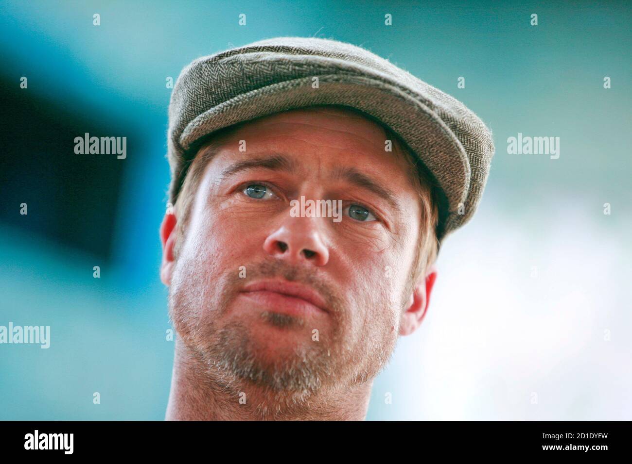 Actor Brad Pitt attends a milestone celebration for Global Green's sustainable, low-income home in the Lower Ninth Ward of New Orleans, Louisiana August 21, 2007.  REUTERS/Lee Celano (UNITED STATES) Stock Photo