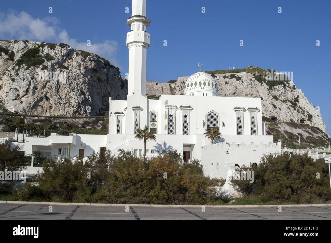 Gibraltar; Ibrahim-al-Ibrahim Mosque; Mosque of the Custodian of the Two Holy Mosques; Stock Photo