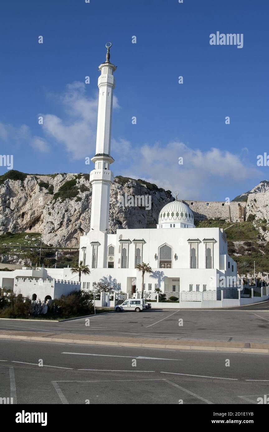 Gibraltar; Ibrahim-al-Ibrahim Mosque; Mosque of the Custodian of the Two Holy Mosques; Stock Photo