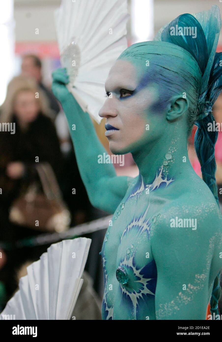 Model poses during body art hi-res stock photography and images - Alamy