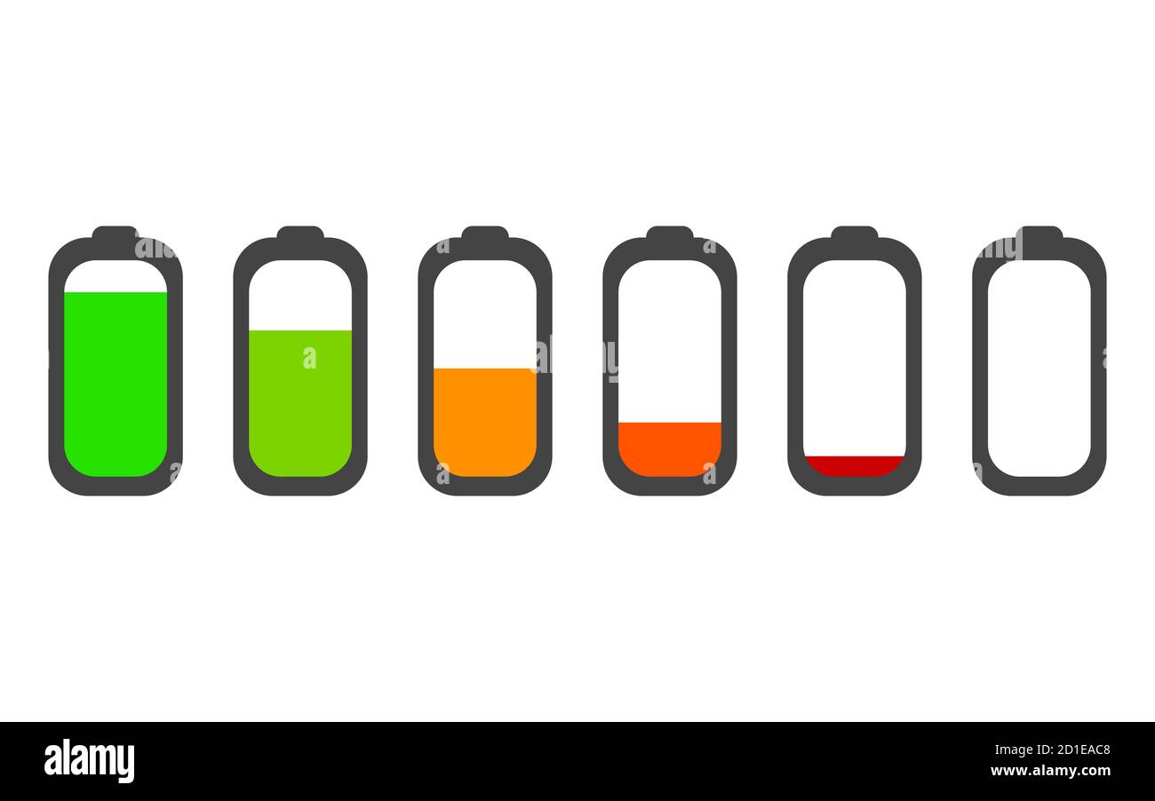 Battery charge indicator green icons set for. Battery different charging  levels form low to high vector collection isolated Stock Vector Image & Art  - Alamy