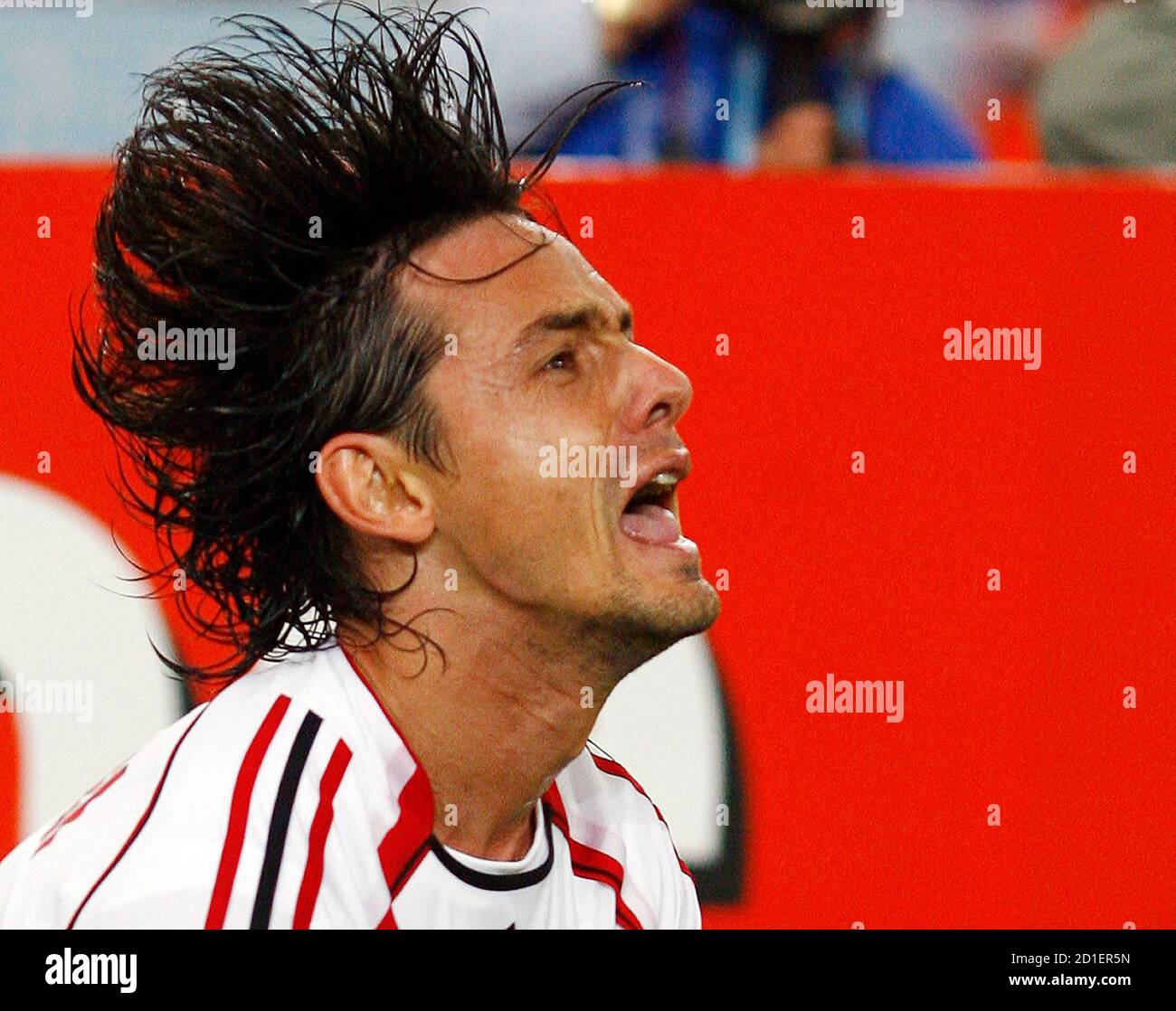 Ac Milans Filippo Inzaghi Celebrates Scoring High Resolution Stock ...