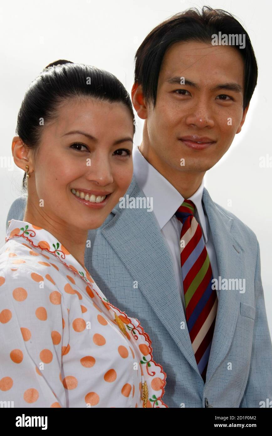 Singapore S Actors Qi Yuwu R And Jeanette Aw Starring In The Drama Series The Little Nyonya Pose During The Yearly Miptv The International Television Programs Market In Cannes Southeastern France March 31