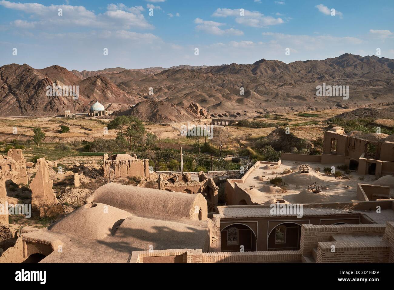 Kharanagh, abandoned historical village, with a lot of collapsed buildings that became a touristic attraction in Iran Stock Photo
